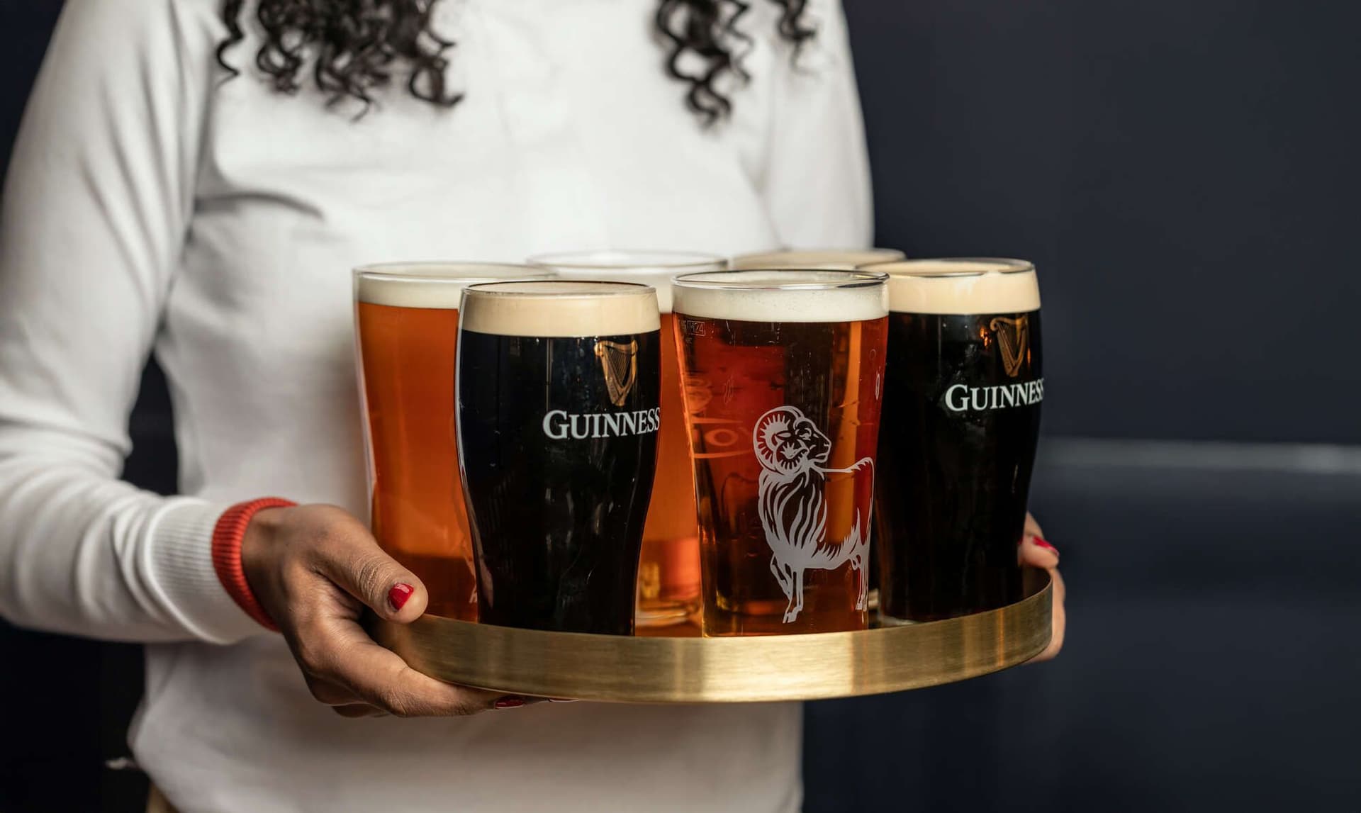 Beer tasting flight service at The Roundhouse, London