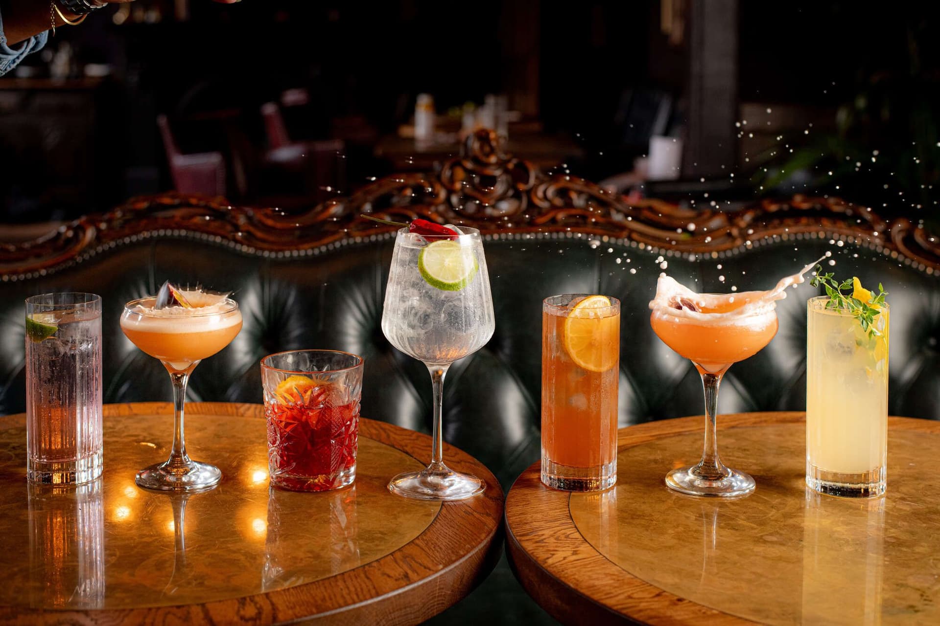 Cocktail bar selection at The Roundhouse, London