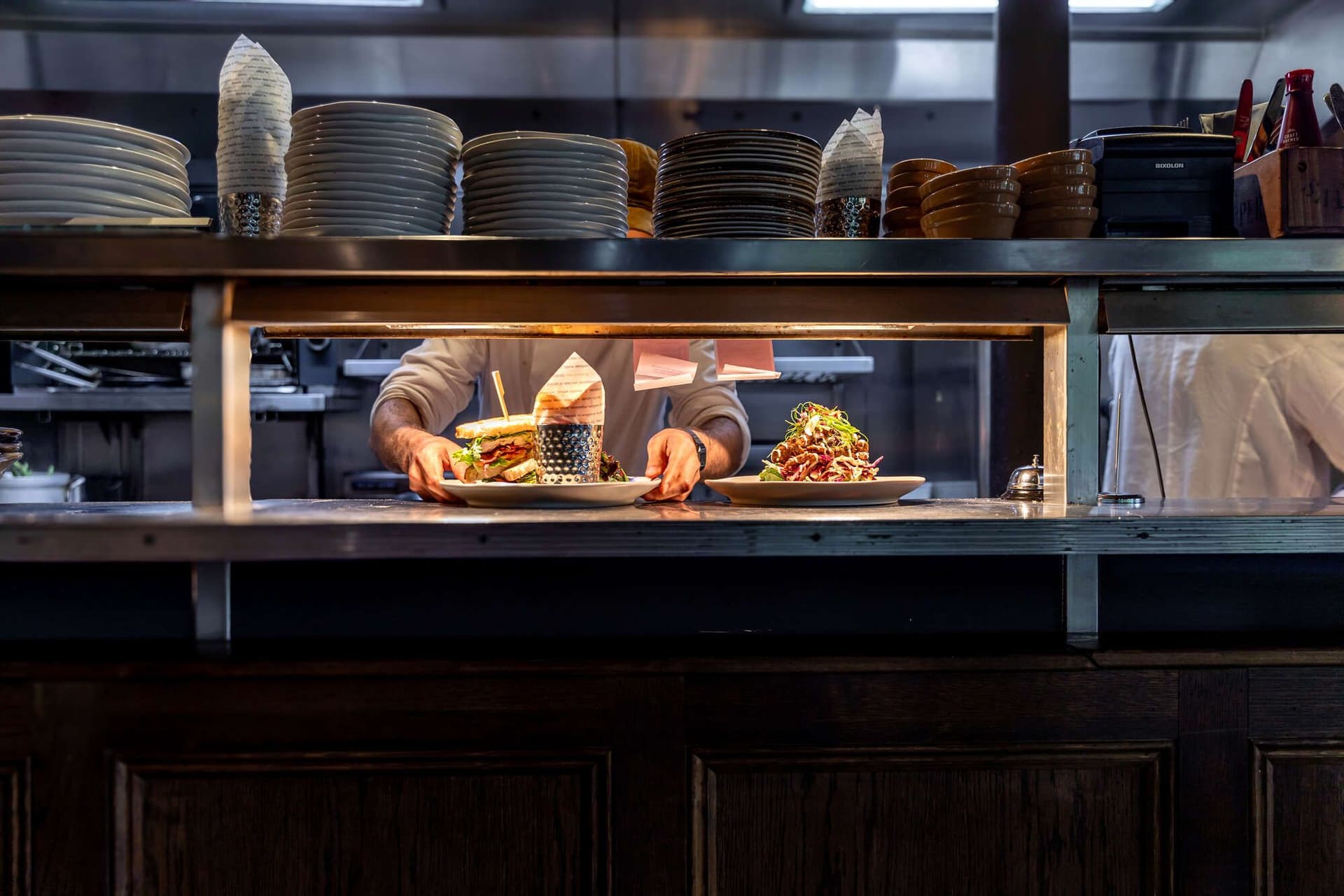 Kitchen pass service at The Roundhouse, London