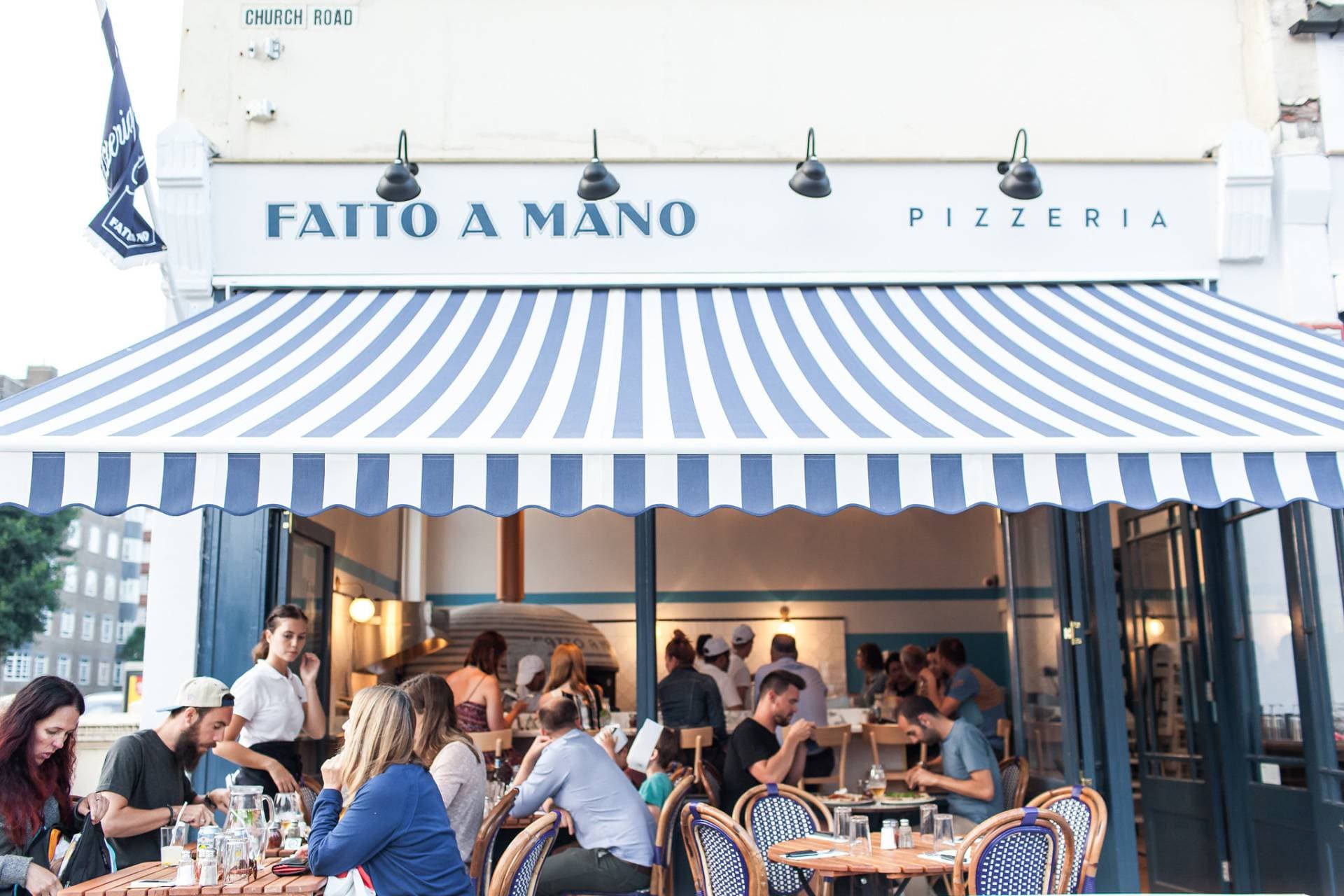 Outdoor dining area at Fatto a Mano Covent Garden, London