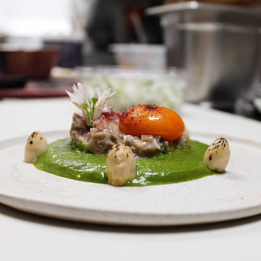 Fine dining plated dish at 28 Church Row, London