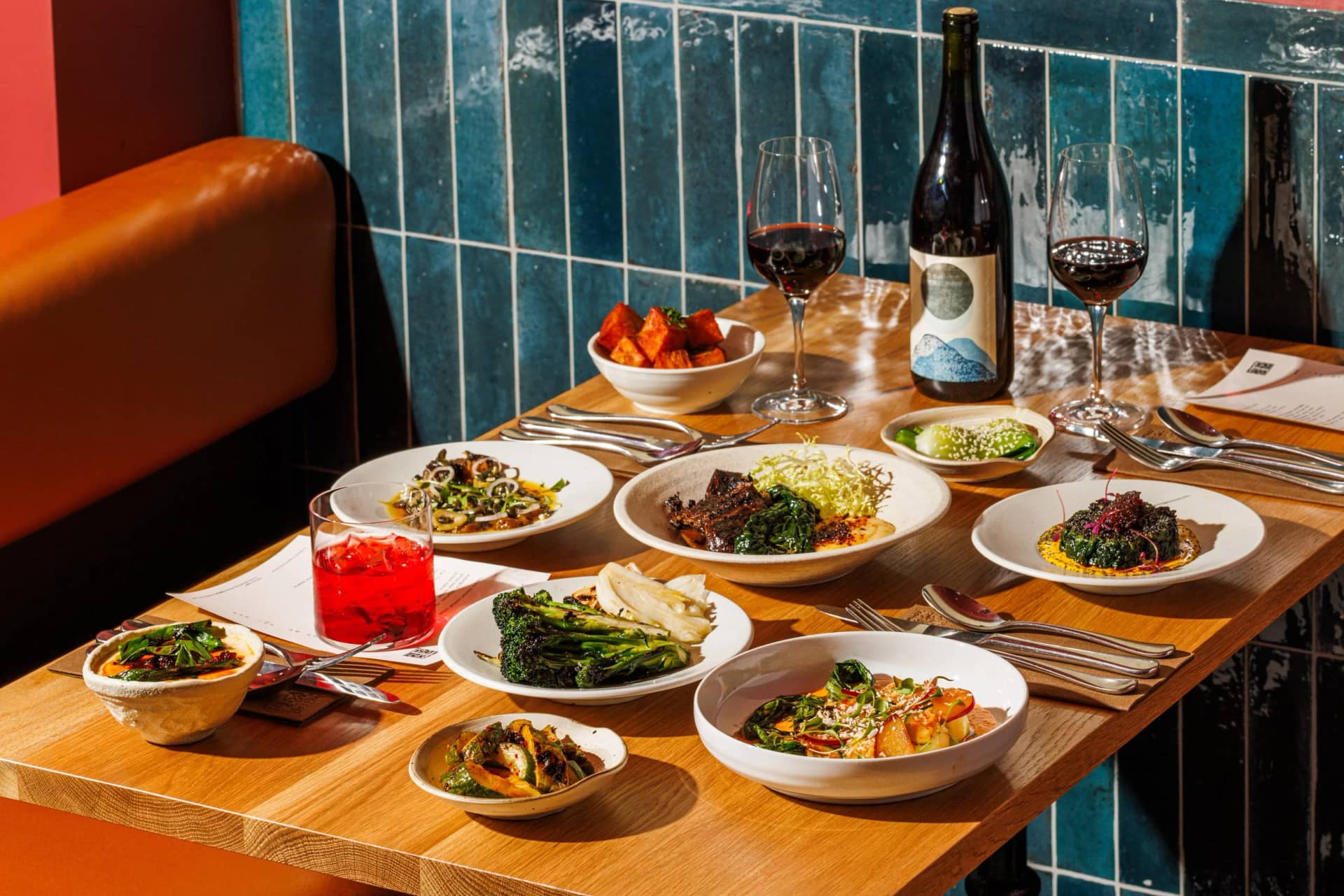 Vegan feast spread at Tendril - A (mostly) Vegan Kitchen & Bar, London