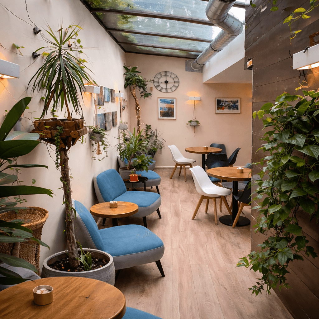 Skylight seating area at Coffee Matters, London