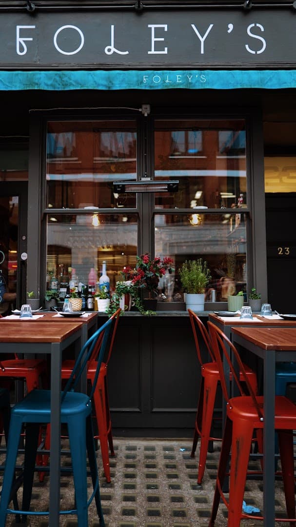 Outdoor seating area and entrance at Foley's, London
