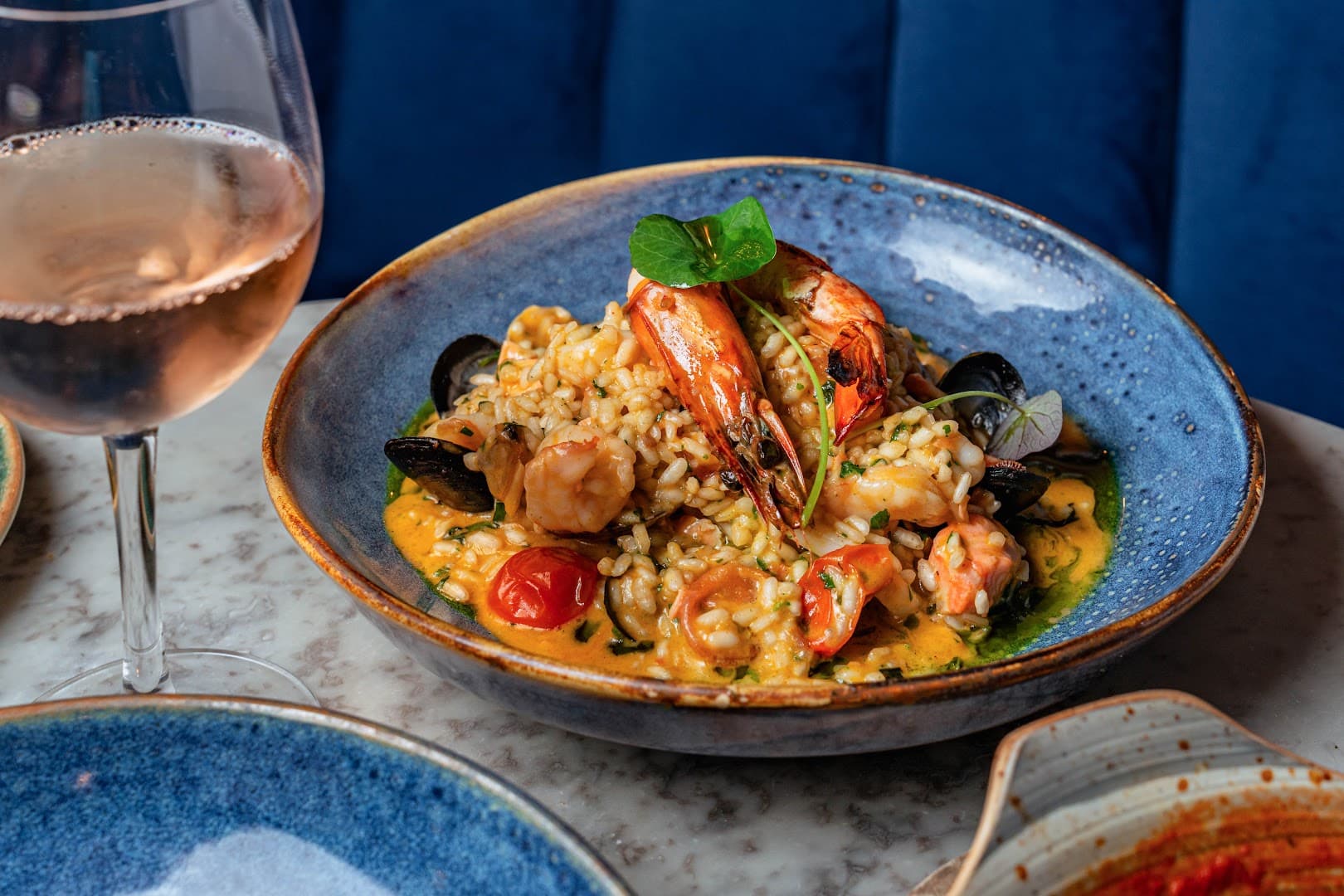 Seafood risotto with prawns and mussels at Forty Dean Street, London