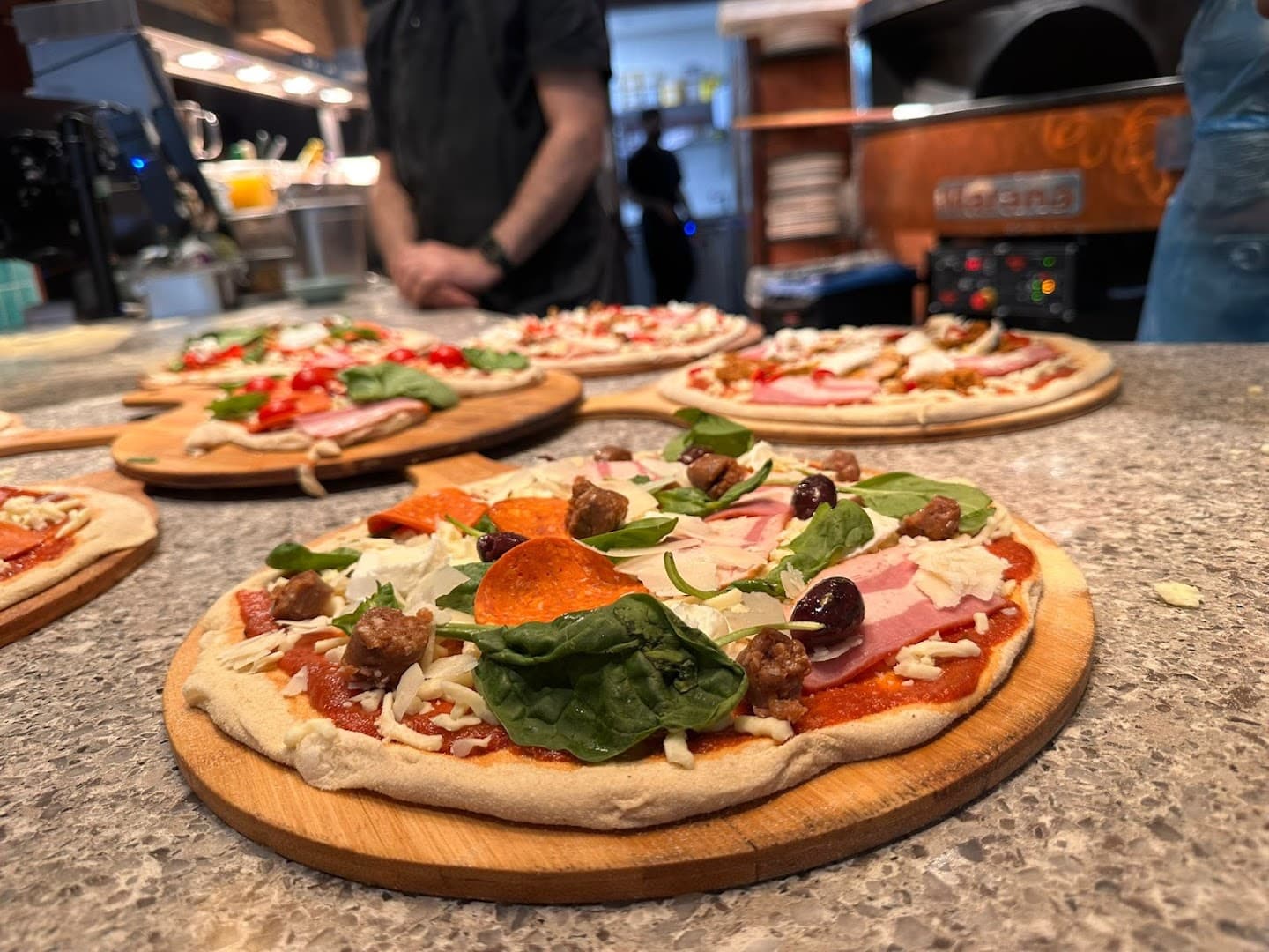 Artisan pizza preparation at Gallio, London