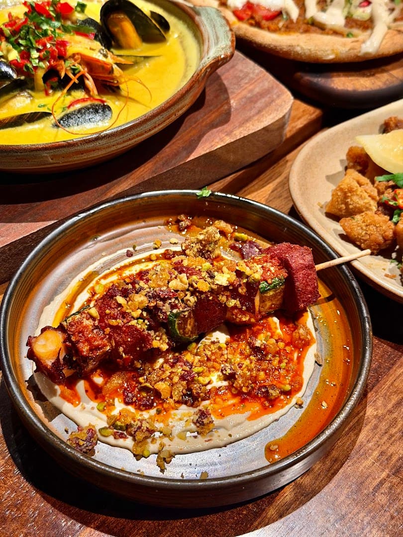 Pork belly skewer dish at Gallio, London