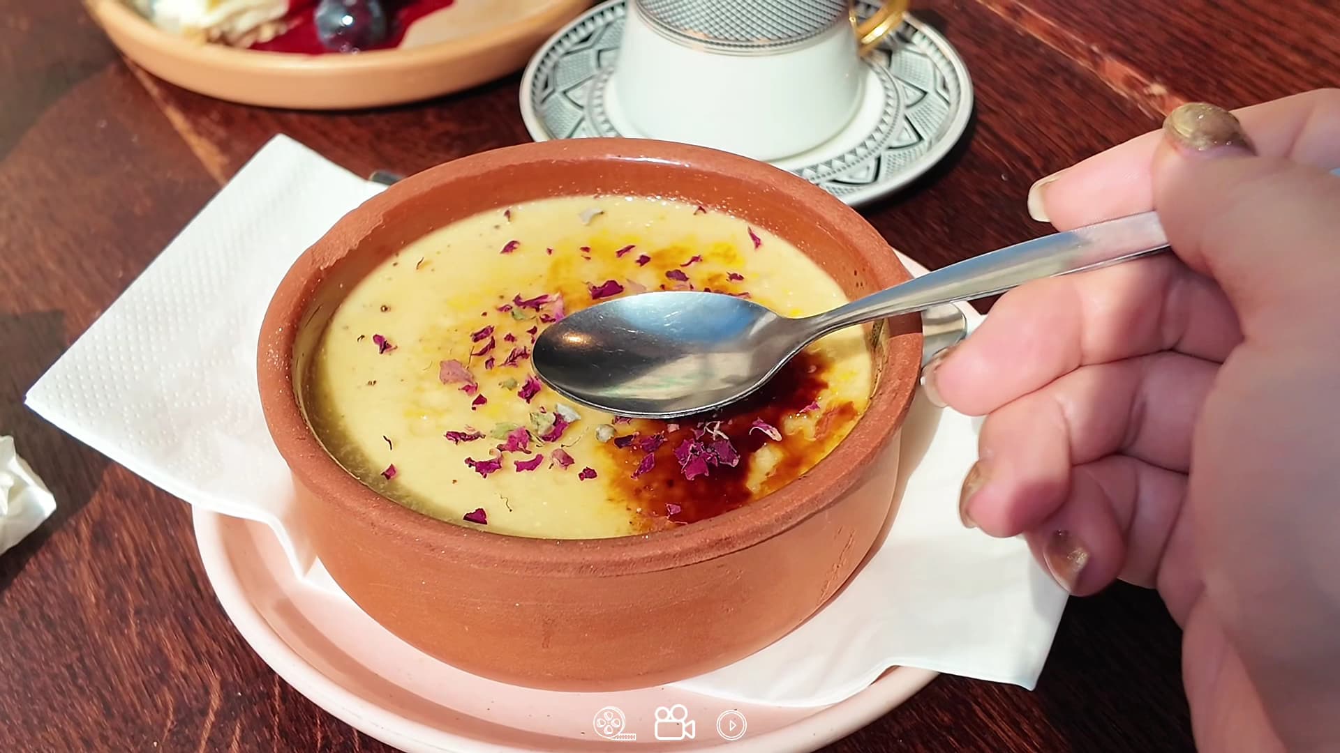 Saffron custard dessert at Gallio, London