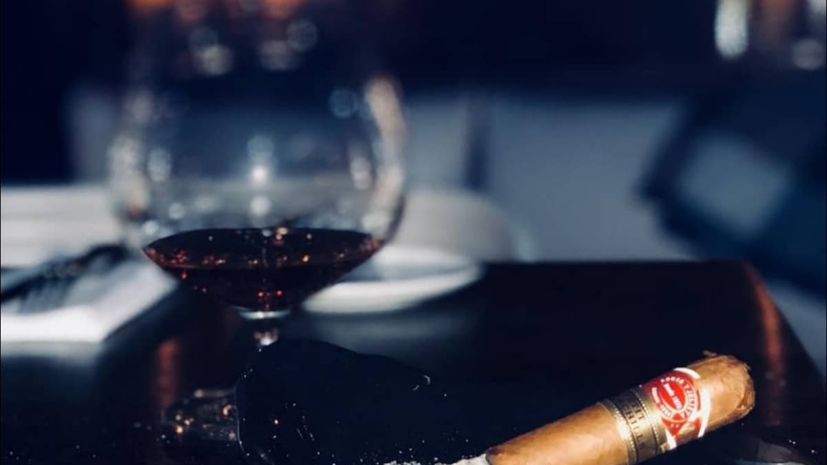 Cigar and wine table setting at Gaucho Hampstead, London