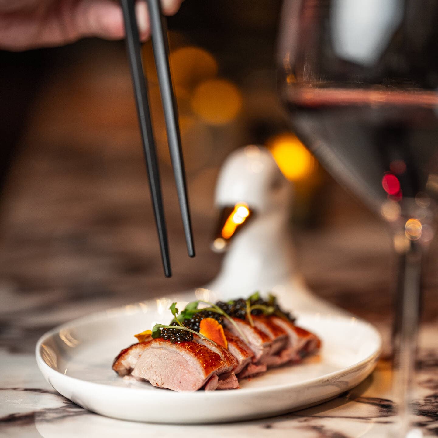 Crispy duck dish at Gouqi, London