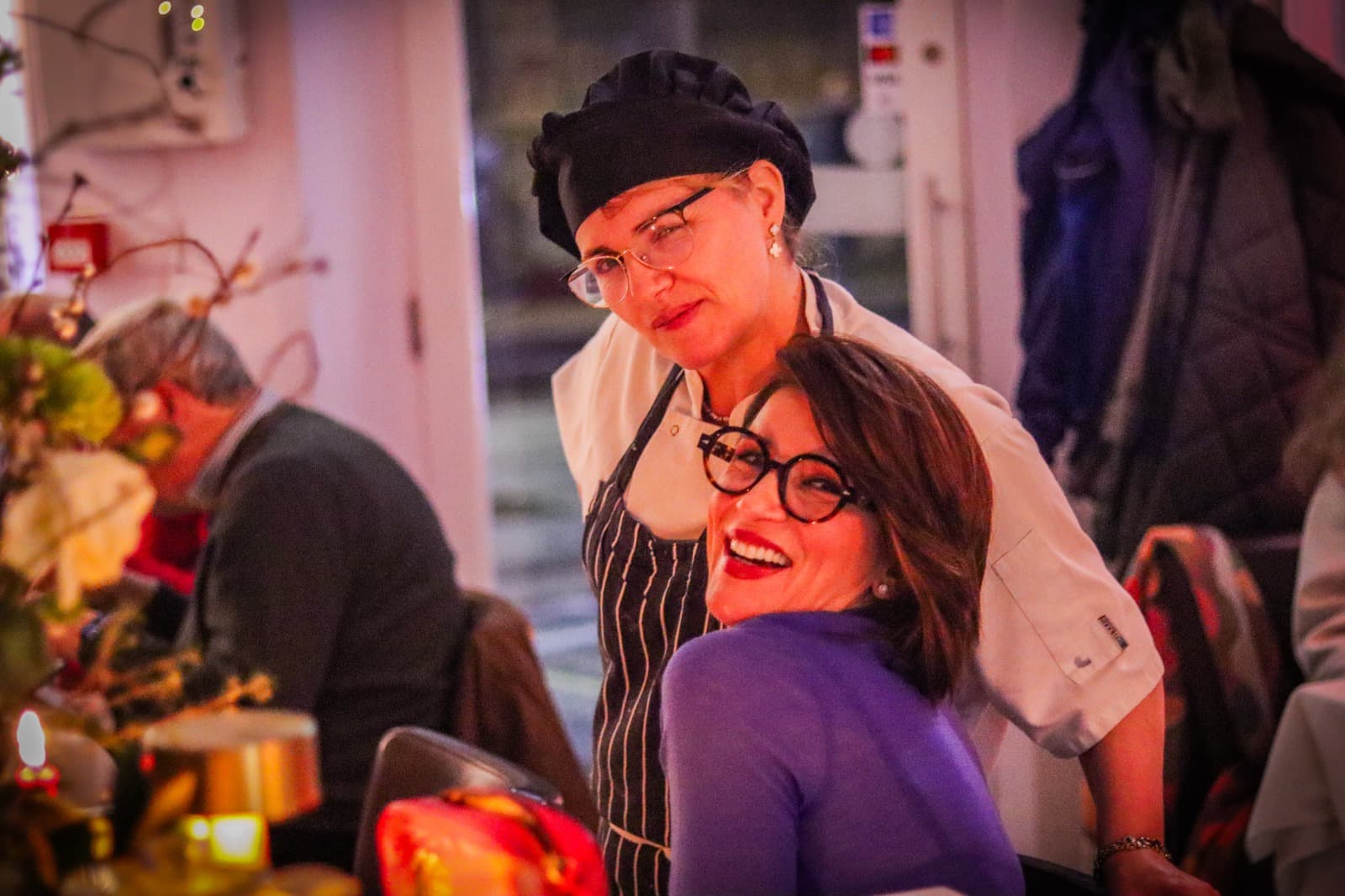 Chef and guest interaction at La Cucina Di Daffy 2 Italian Restaurant, London