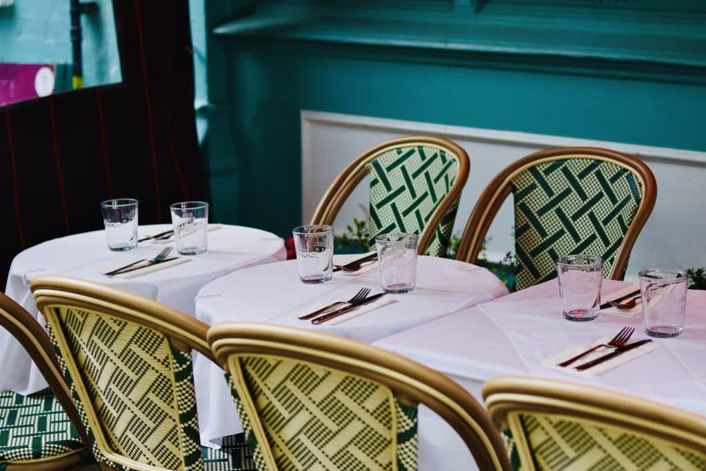 Outdoor terrace table setting at La Cucina Di Daffy 2 Italian Restaurant, London