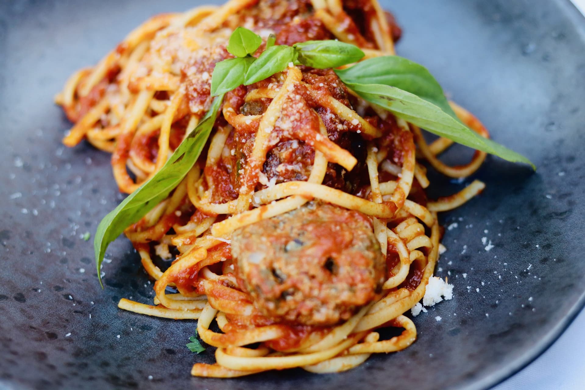 Spaghetti meatballs basil at La Cucina Di Daffy 2 Italian Restaurant (Pasta & Coffee), London