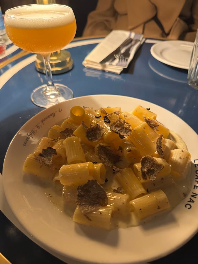Truffle pasta dish at Le Café NAC, London