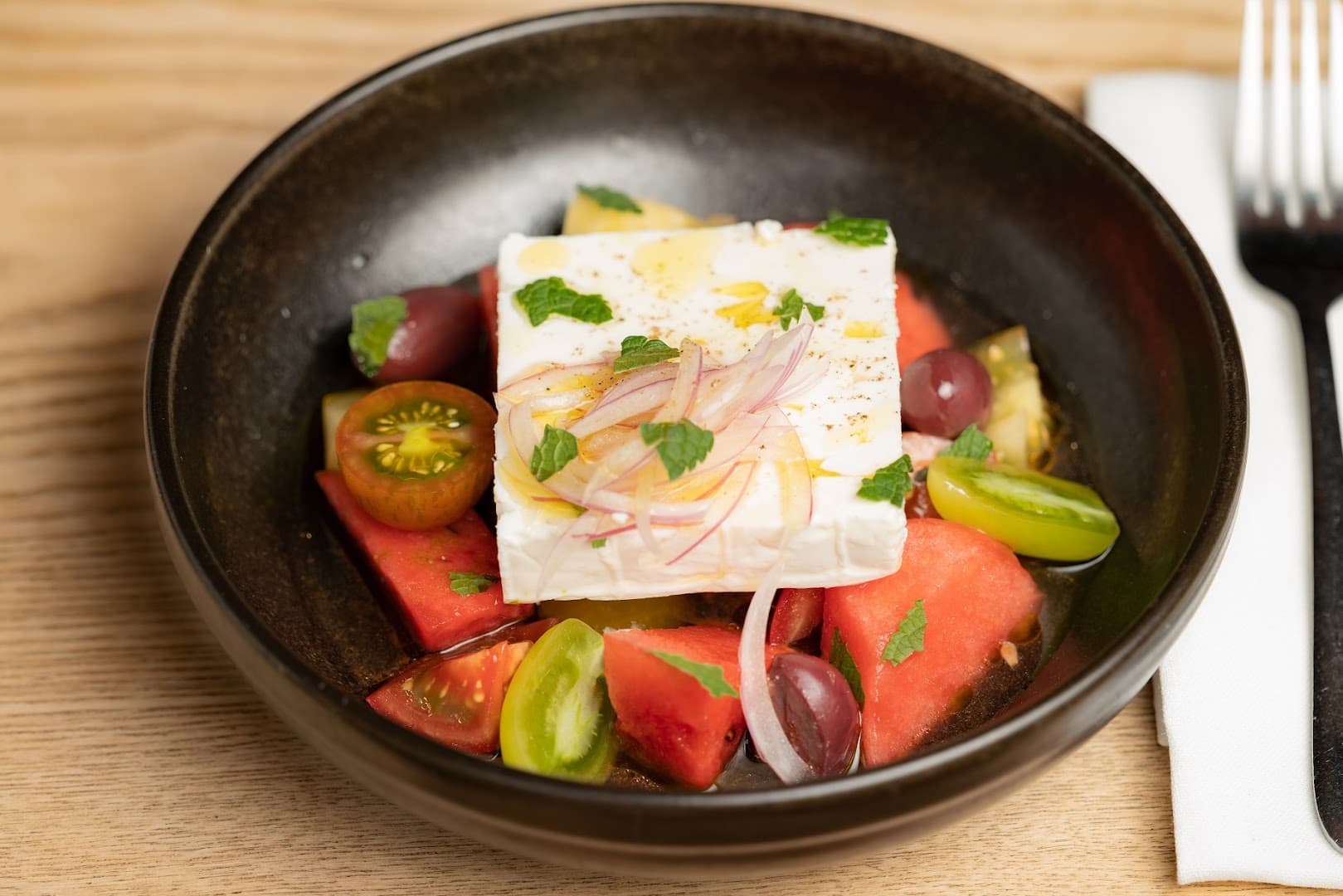 Greek salad with feta at Milk Beach Soho, London