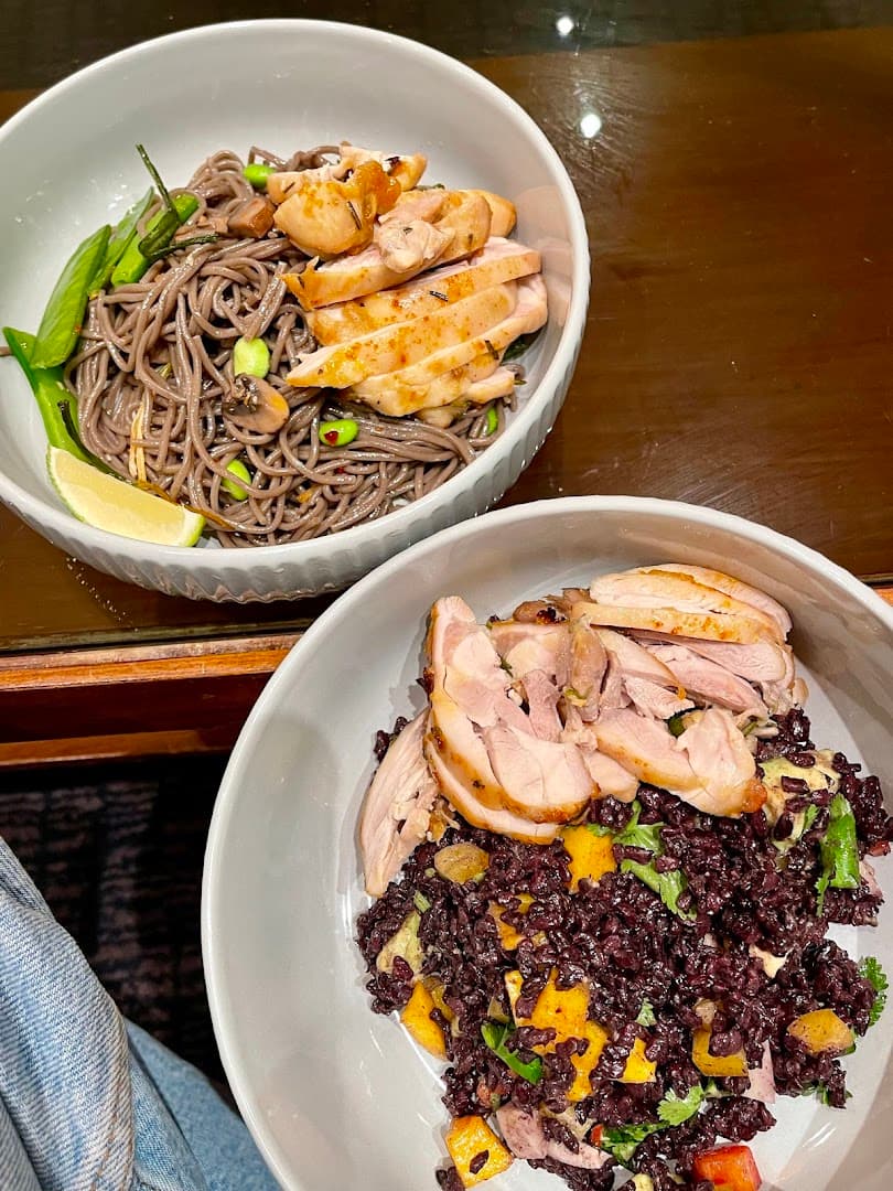 Noodle bowls with chicken at Morr, London