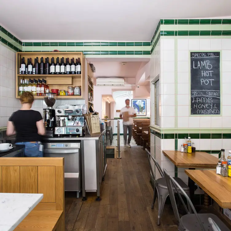 Service counter and dining area at Mother Mash, Covent Garden, London