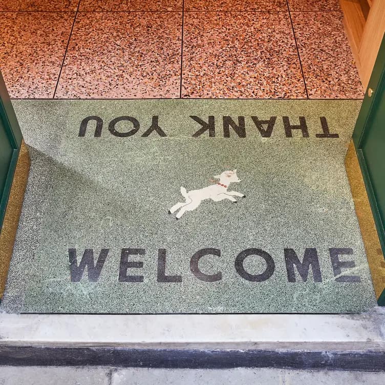 Welcome mat entrance at Mother Mash, Covent Garden, London
