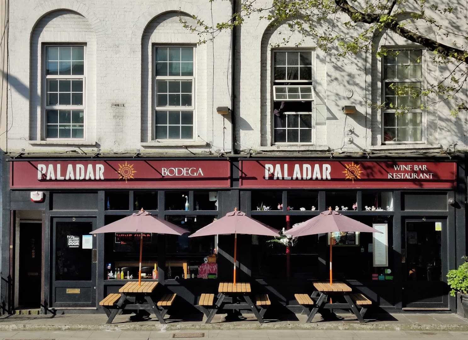 Front facade with outdoor seating at Paladar, London