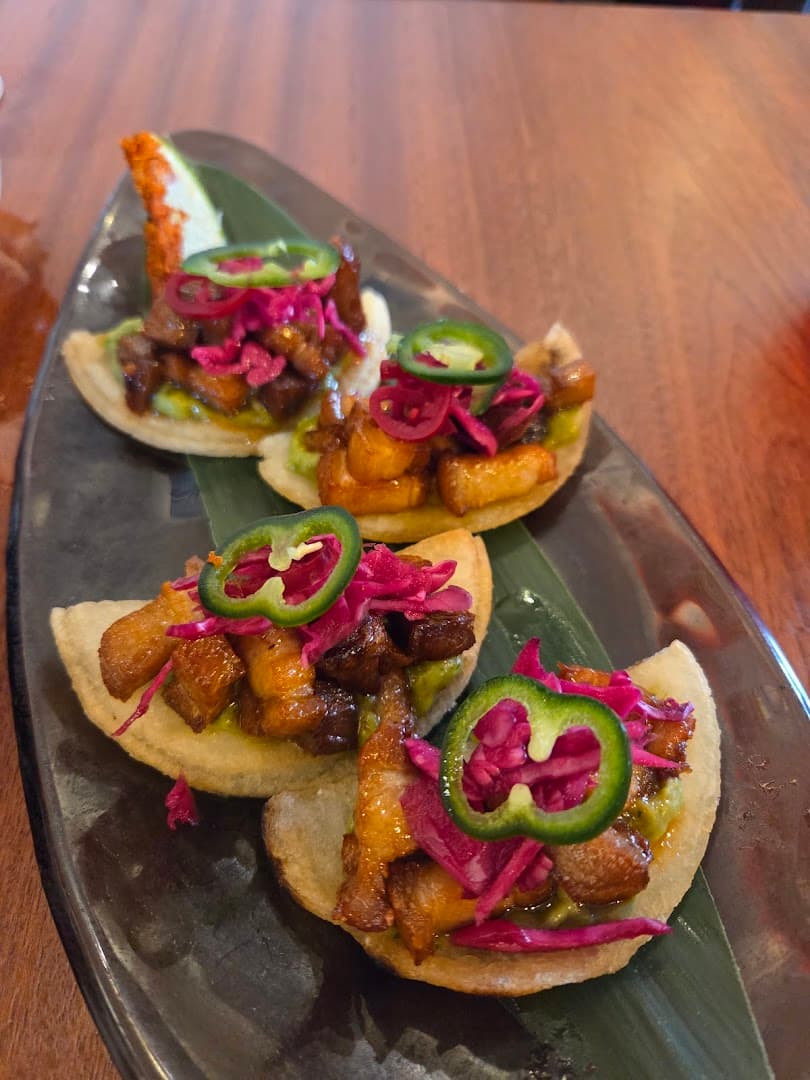 Tacos with pickled onions at Paladar, London