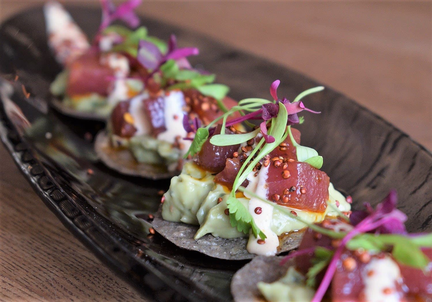 Tuna tacos presentation at Paladar, London