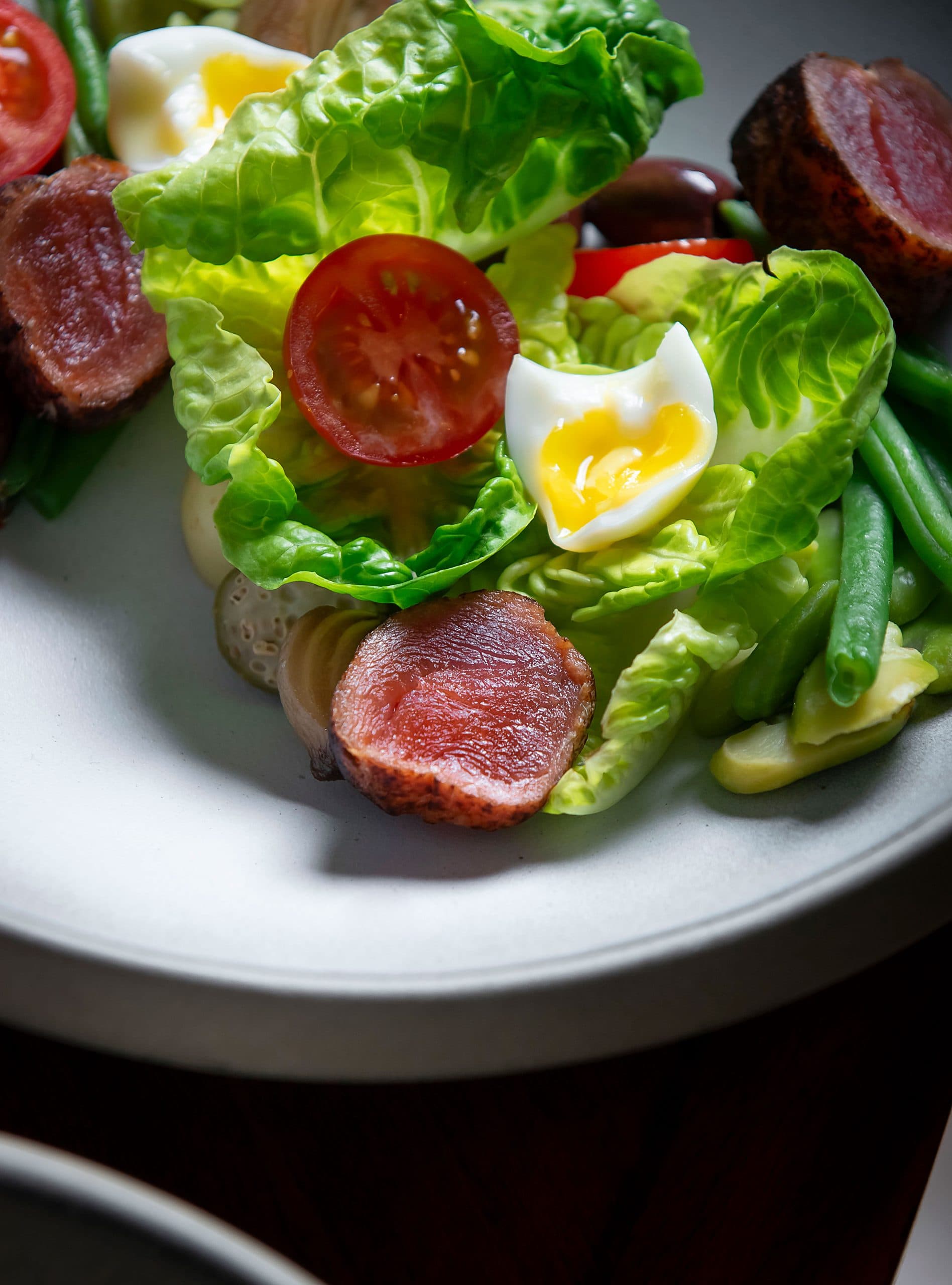 Lettuce cup salad with sausage at Restaurant 45 St Martins Lane, London