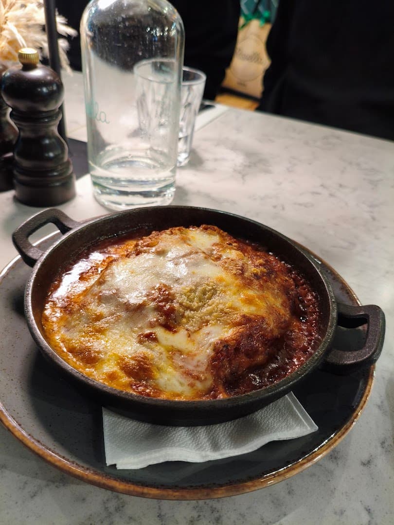 Baked lasagne dish at Rossella, London