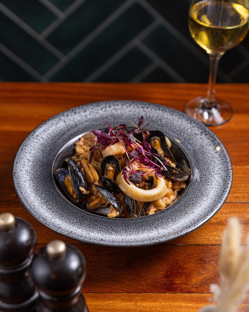 Seafood risotto with mussels at Rossella, London