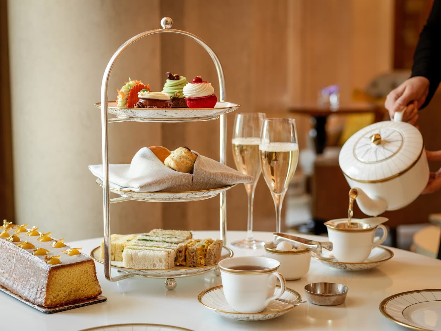 Afternoon tea service at Rotunda Bar & Lounge, London