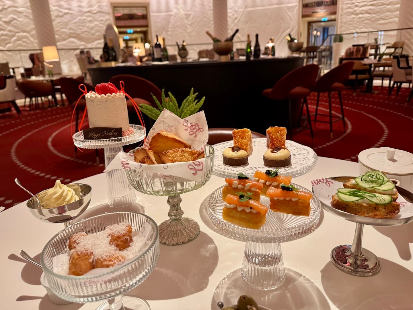 Afternoon tea service at Rotunda Bar & Lounge, London