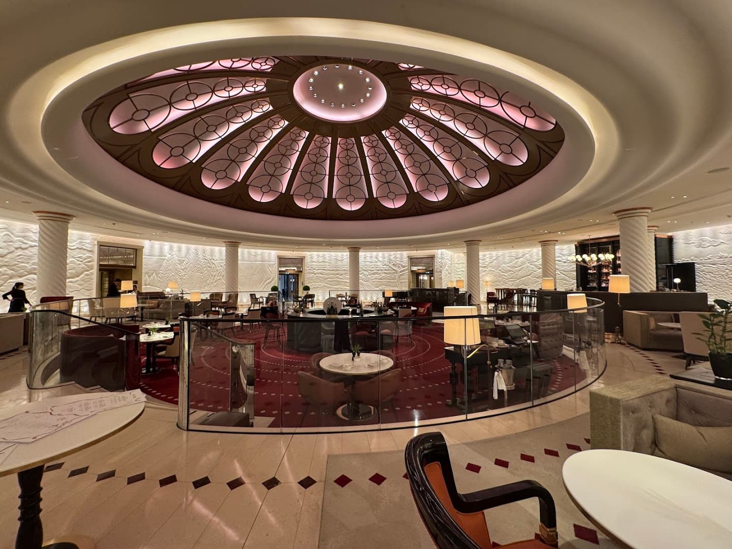 Stunning art deco rotunda dome ceiling at Rotunda Bar & Lounge, London