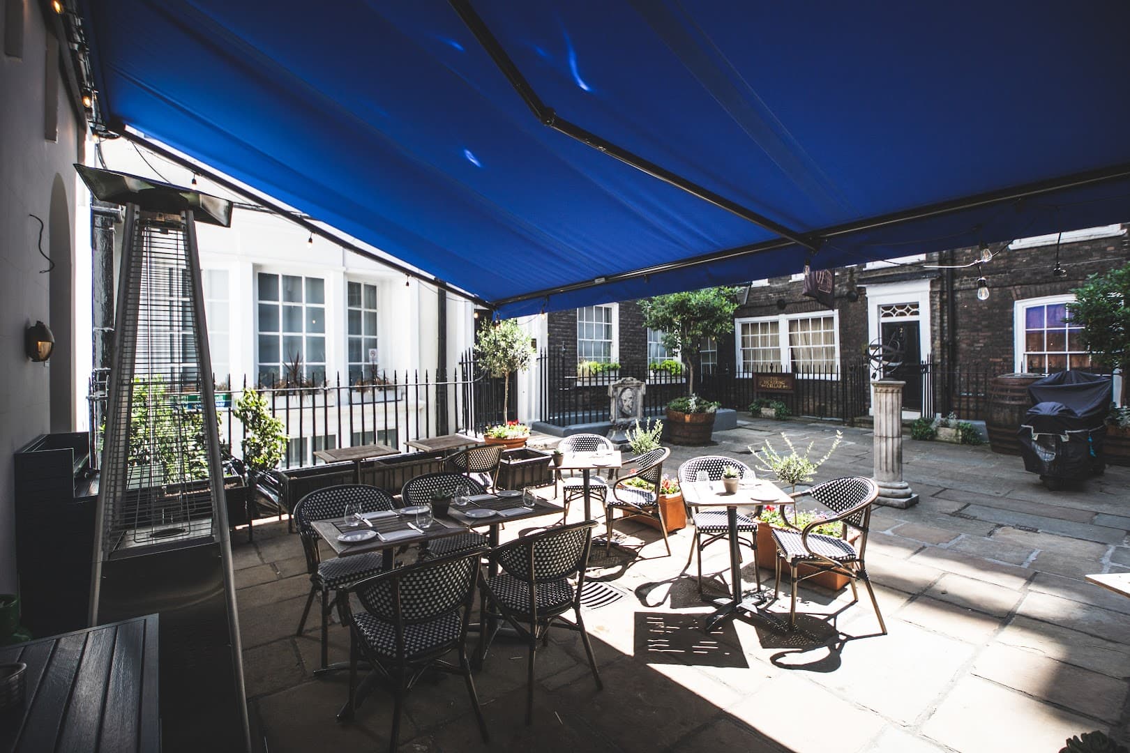 Outdoor courtyard terrace at Saint Jacques, London