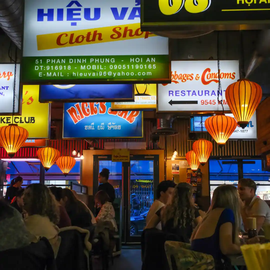 Dining area with Vietnamese decor at Tampopo Fitzrovia, London