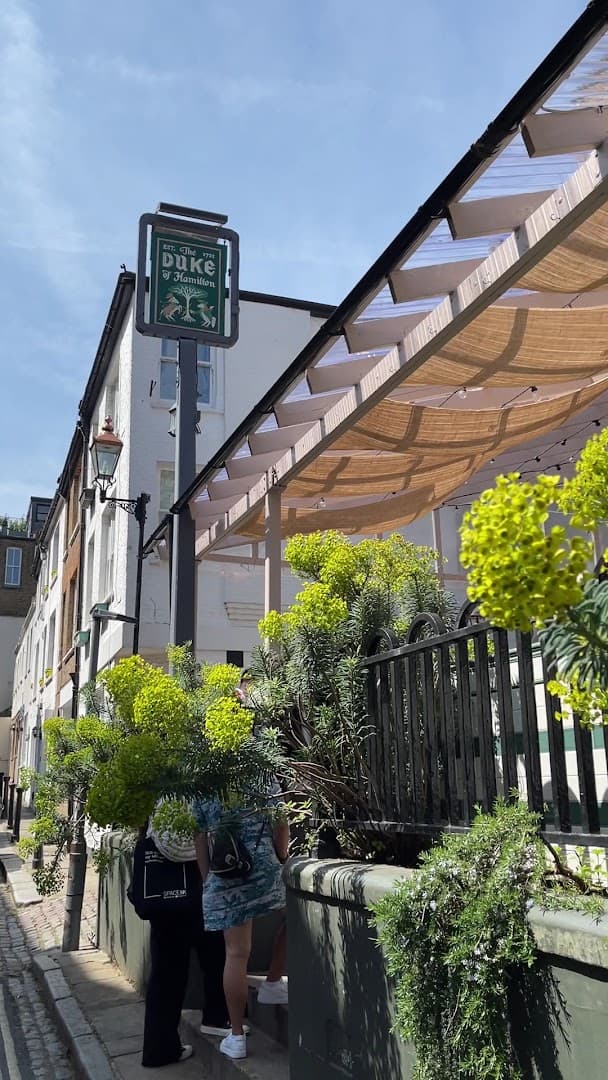 Front entrance and terrace at The Duke of Hamilton, London