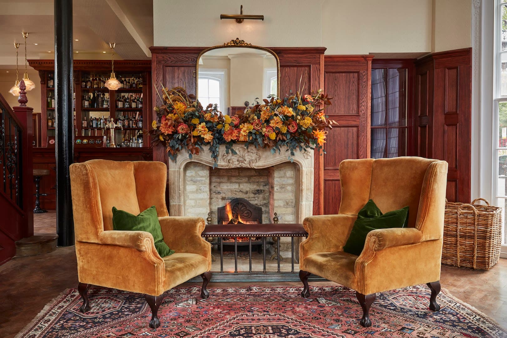 Fireplace lounge area at The Hound, London