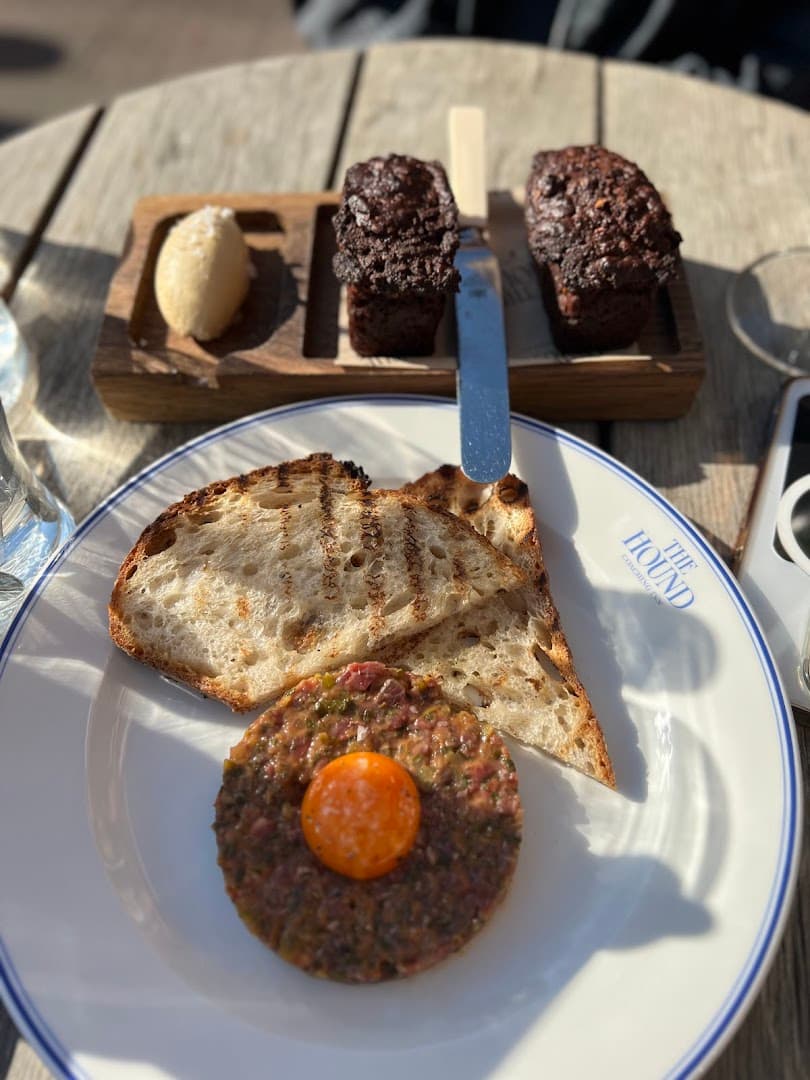 Steak tartare and grilled bavette at The Hound, London