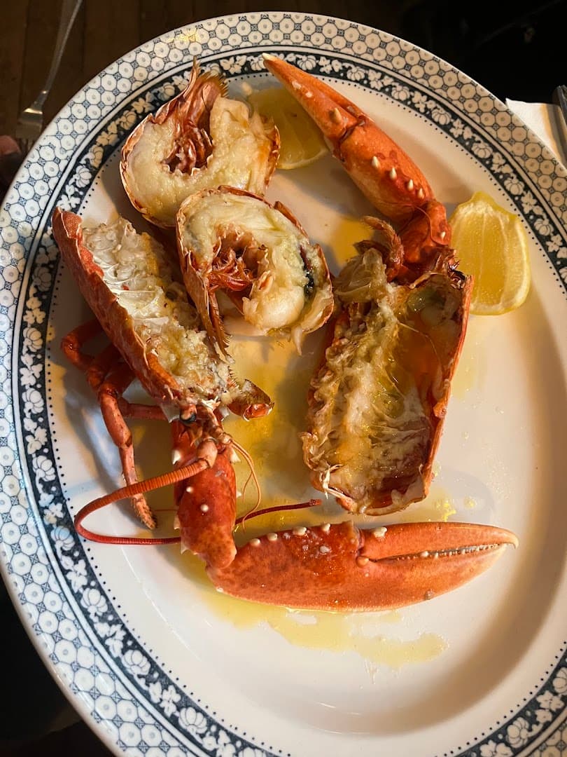 Grilled lobster dish at The Red Lion & Sun, London