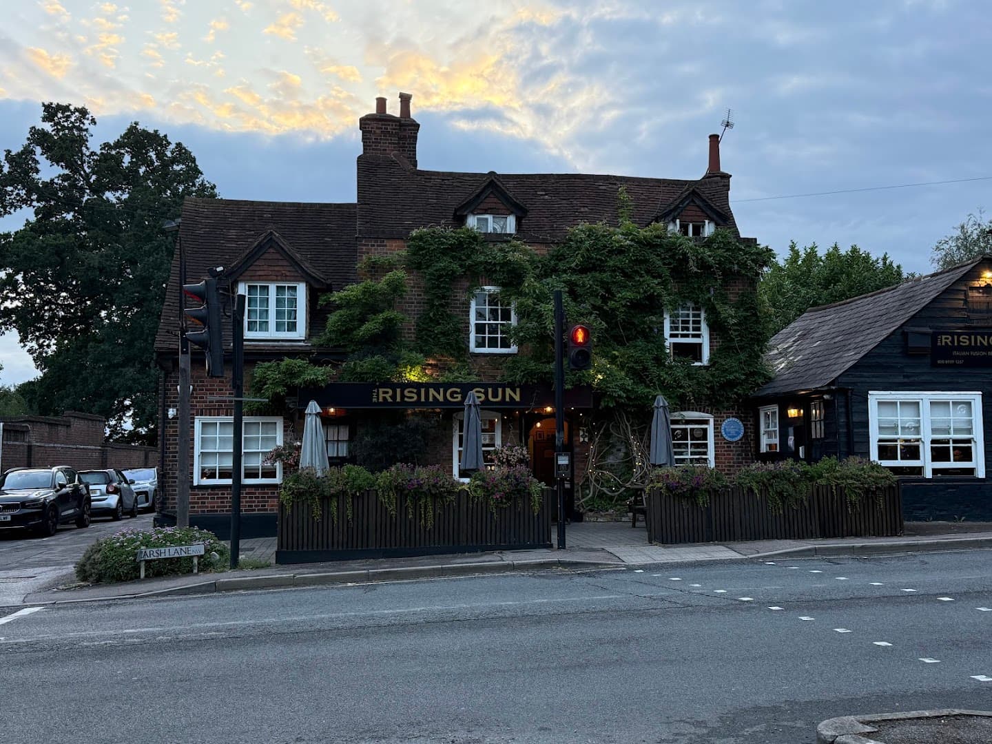 Front facade evening at The Rising Sun, London