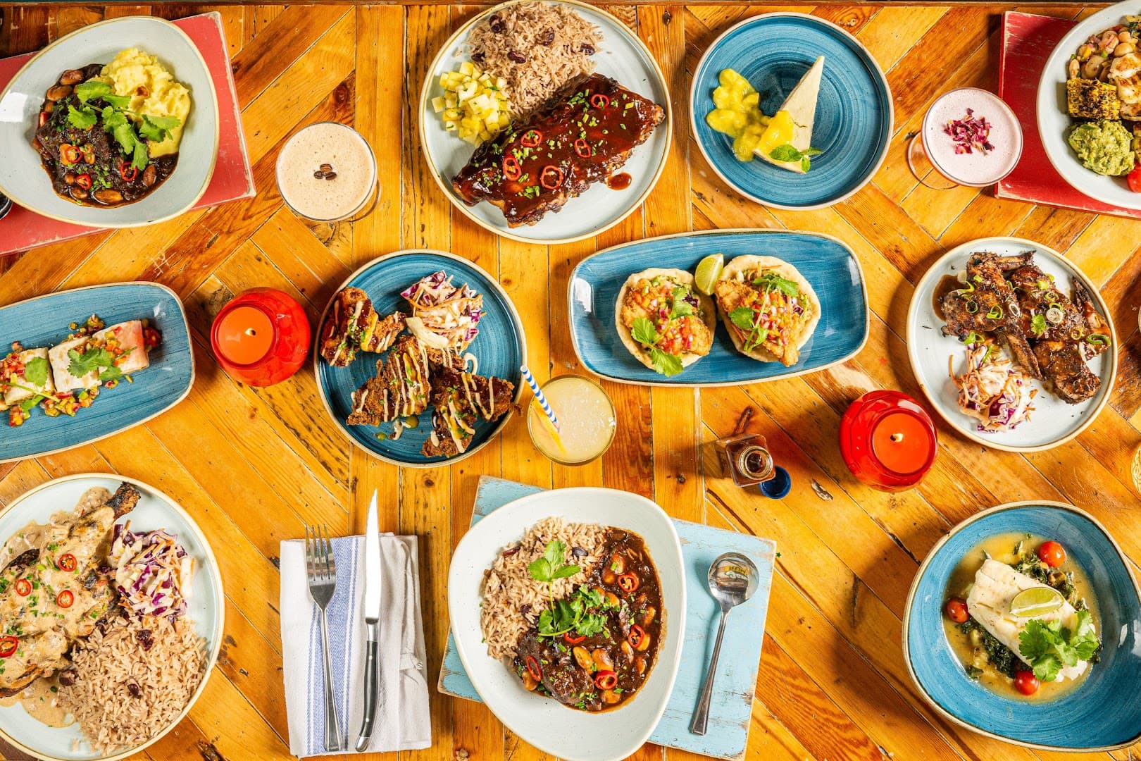 Caribbean feast spread at Turtle Bay Hammersmith, London