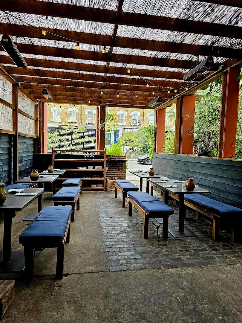 Covered outdoor terrace at Westerns Laundry, London