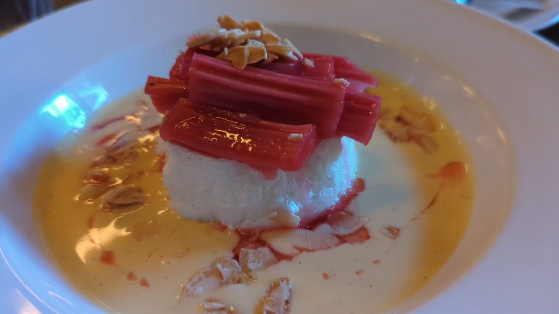 Rhubarb dessert at Westerns Laundry, London