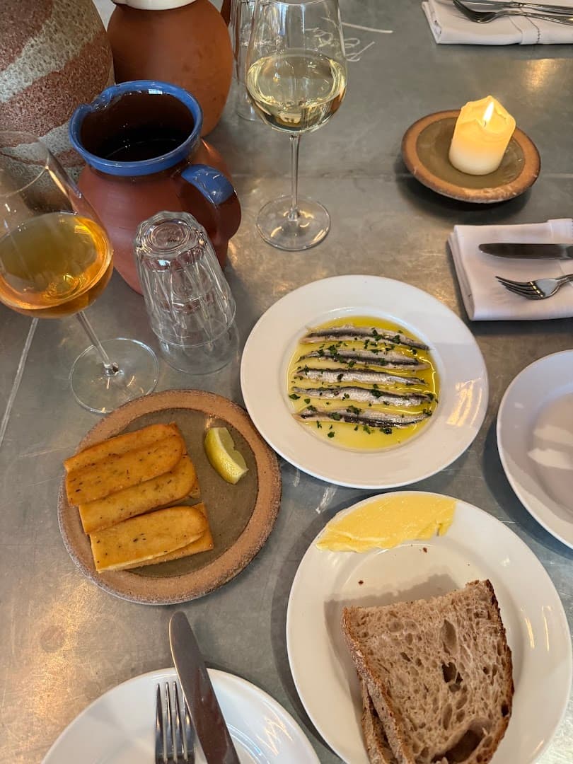 White anchovy and bread dishes at Westerns Laundry, London